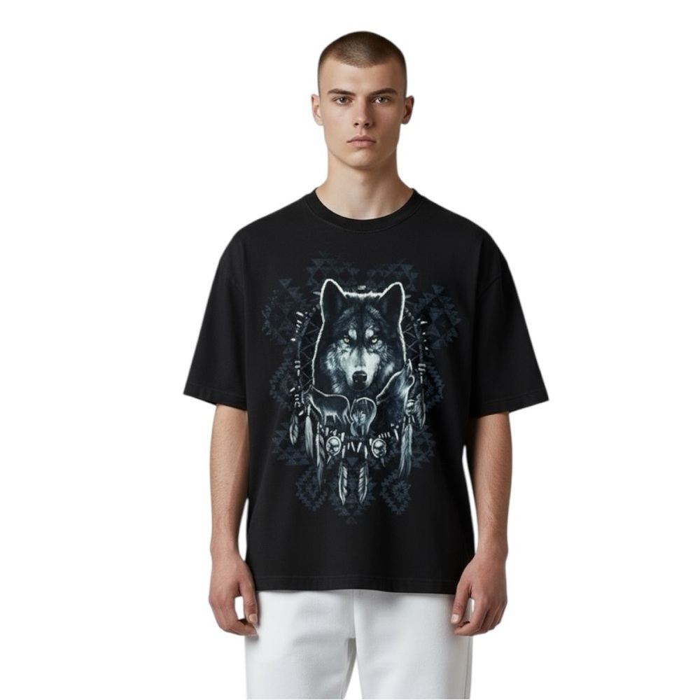 Oversized Nature Wolf Graphic Outdoor Animal Tee
